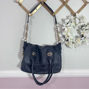 Liz Claiborne Foldover Leather Purse with Gold Chain Strap